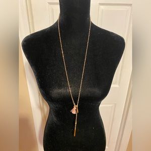 NWT Express Long Necklace Gold Tone with Tassel